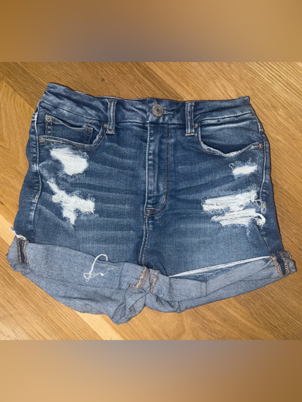 American Eagle Outfitters Distressed Blue Denim Jean Shorts